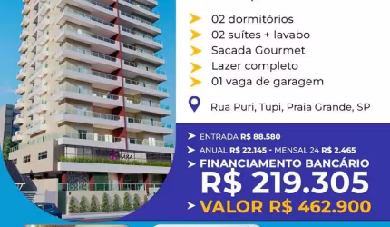 Apto 79,80m2 2 Suítes, Lavabo, Sala, Cozinha, Varanda Gourmet, Lazer Completo