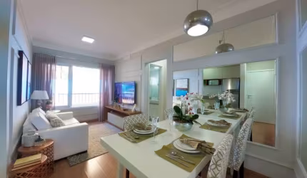 Apartamento 53,60m2 no Condomínio Rosolem BCS Alameda Primavera, 2 Dormitórios com Suíte, Varanda, Ótima Localização, Lazer Completo