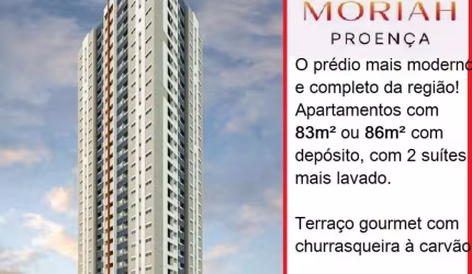 Lançamento Moriah Proença, Apartamentos de 84m2 e 86m2, 2 Suítes, Deposito, Lavabo, Varanda Gourmet, 2 Vagas Cobertas, Área de Lazer Completa