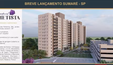 Residencial Ametista Aptos 51,83m2 e 53,69m2, Área de Lazer Completa, Edificio Garagem
