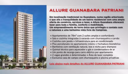 Lançamento Allure Guanabara Aptos 80m2 2 Suítes,Sala,Cozinha Integrada a Varanda Gourmet,Lavabo,2 Vagas,3 Pontos de Ar Cond,Deposito,Lazer Completo