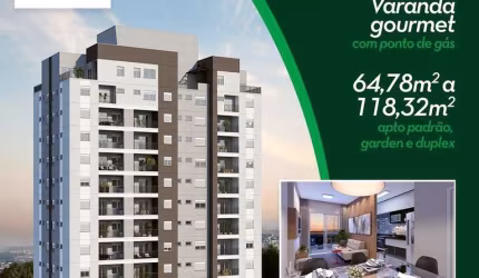 Condomínio Gaudí Aptos 64 a 118m2 2 a 3 Dorms 1 a 3 Suites,1 a 2 Vagas Cobertas,Varanda Gourmet
