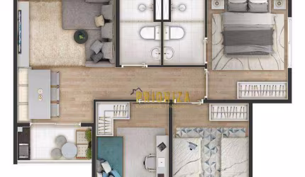 Apartamento com 3 dormitórios à venda, 60 m² por R$ 360.817,44 - Mirage São Paulo - Sorocaba/SP