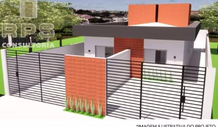 Casa térrea de 50m² no Jardim São Felipe, com dois dormitórios sendo uma suíte, sala e cozinha integradas, bho social, quintal e churrasqueira