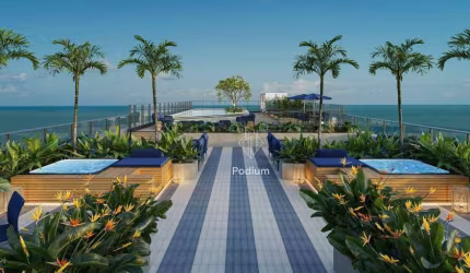 Flats com excelente área de lazer na cobertura com vista para o mar e a 160m da praia de Cabo Branco - FL0322