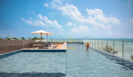 Apartamentos com varanda / sacada gourmet a beira mar da praia de Intermares -AP1428