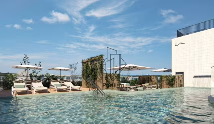 Apartamentos com varanda / sacada em Condominio Club à 115m da praia em Ponta de Campina - AP2516