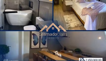 Apartamento em Gramado 225 m² com 3 suítes, banheira, mobiliado e decorado