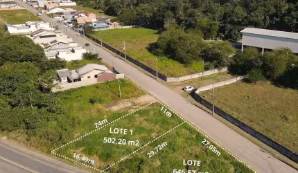 Terrenos na reta, loteamento Ipê