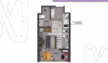115141 Apartamento com 1 dormitório à venda, 22 m² por R$ 378.000 - Brooklin - São Paulo/SP