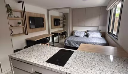 Studio mobiliado e com vaga de garagem para alugar ao lado da Puc, Prado Velho - Curitiba/PR