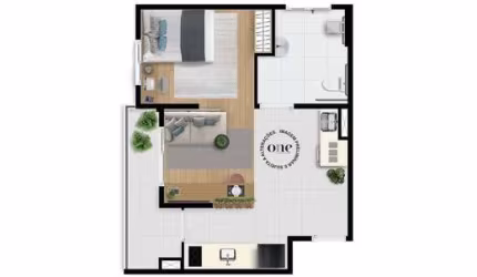 Apartamento 38m² com 1 Dormitório