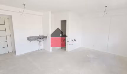 STUDIO novo e nunca habitado, cozinha, 1 banheiro, sacada, condomínio completo, à venda, Vila Nair,