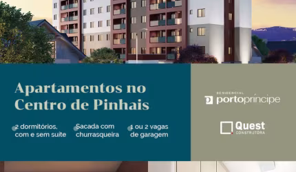 APARTAMENTOS EM OBRAS NO CENTRO DE PINHAIS - ENTRADA PARCELADA DURANTE OBRAS