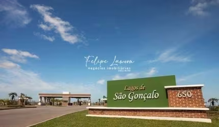 Lote de esquina, fundo lago, Condomínio Lagos de São Gonçalo