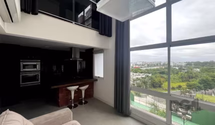 Apartamento Duplex com 1 dormitório, suite, closet, cozinha americana, churrasqueira, semi mobiliado. Prédio com portaria 24 horas,  piscina adulto e infantil, sauna. Com uma vaga coberta e escriturad