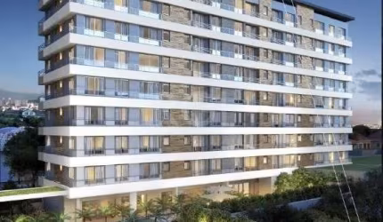Studio de 37m², com 1 dormitório, living, cozinha com churrasqueira e 1 vaga de garagem escriturada no empreendimento mais completo da região e diferenciais com alto padrão construtivo Maiojama.&lt;BR