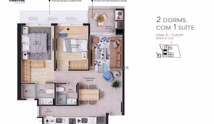 Apartamento com 2 dormitórios à venda, 70 m² por R$ 985.095,74 - Cacupé - Florianópolis/SC