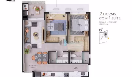 Apartamento com 2 dormitórios à venda, 71 m² por R$ 1.094.325,11 - Cacupé - Florianópolis/SC