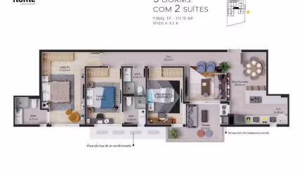 Apartamento com 3 dormitórios à venda, 109 m² por R$ 1.913.740,44 - Cacupé - Florianópolis/SC