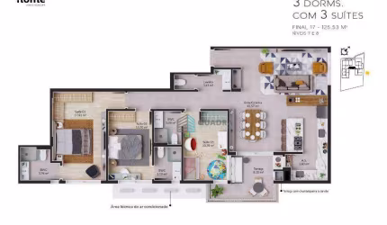 Apartamento com 3 dormitórios à venda, 125 m² por R$ 2.263.859,26 - Cacupé - Florianópolis/SC
