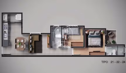 Apartamento a venda com 46,78m², 2 dormitórios, 1 suíte, 2 banheiros, 1 vaga, no Bairro Campestre, Santo André/SP.