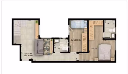 Cobertura a venda com 100m², 2 dormitórios, 1 suíte, 3 banheiros, 2 vagas, na Vila Curuçá, Santo André/SP.