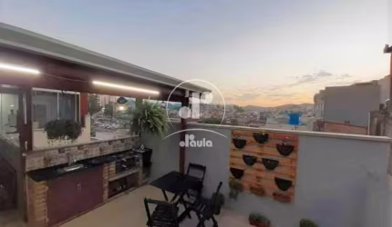 Cobertura a venda no Jd Sto André, 96m², acesso interno, 2 dormitorios e cobertura gourmet. 2 vagas