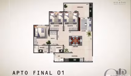 APARTAMENTO REPASSE COM 3 DORMITÓRIOS NO EDIFÍCIO GÁLATAS NO CENTRO.