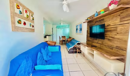 APARTAMENTO MOBILIADO COM 2 SUÍTES APENAS 30 METROS DO MAR NA PRAIA DO TENÓRIO