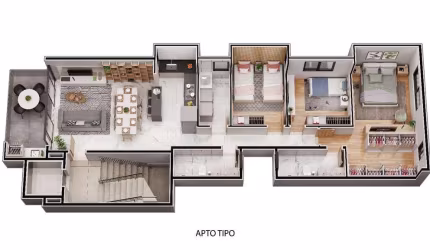 Apartamento de 3 quartos e 1 vaga de garagem no Cidade Nobre