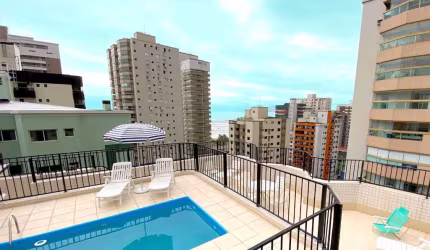COBERTURA MOBILIADA COM PISCINA COM VISTA MAR A VENDA NA AVIAÇÃO NA PRAIA GRANDE