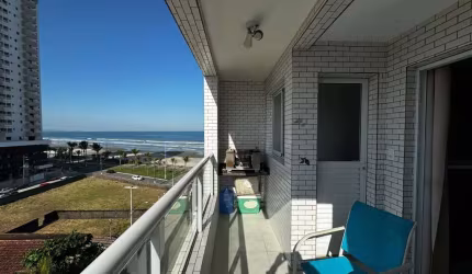 Apartamento com varanda gourmet com  vista mar e 1 dormitório à venda, 45 m² por R$ 315.000 - Caiçara - Praia Grande/SP