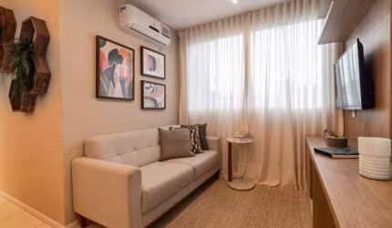 Apartamento 44m, 2 Quartos, Sala, Banheiro e opções com varanda, Lazer e segurança 24 horas.