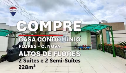 Vendo casa no condominio Altos de Flores, com 2 suítes e 2 semi-suítes, 228m², Flores, Manaus.