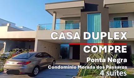 Vendo casa Duplex, 281 m², 4 suítes, cond Morada dos Pássaros, Ponta Negra, Manaus
