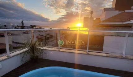 Terraço privativo com piscina e vista mar, 3 quartos e 2 vagas à venda em Ponta das Canas