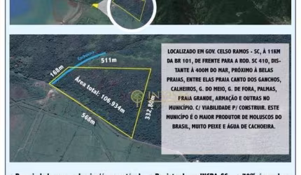 Oportunidade em Gov. Celso Ramos: terreno com 106.934m², cachoeira e próximo ao Mar.