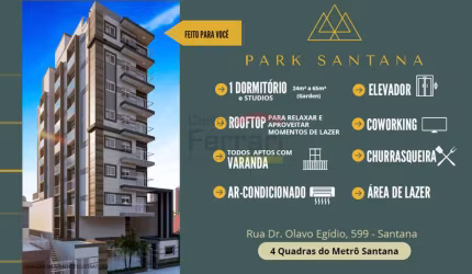 Apartamento Novo em Santana, 1 dormitório, 24 metros quadrados, Sacada, Próximo ao Metrô Santana.