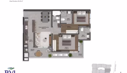 Trindade | Apartamento 2 suítes + 1 vg e hb