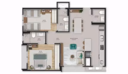 Centro | Apartamento 2 suítes + 1 vaga e hb