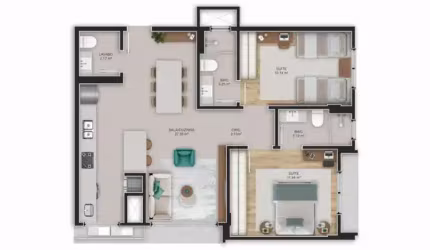 Centro | Apartamento 2 suítes + 1 vaga e hb