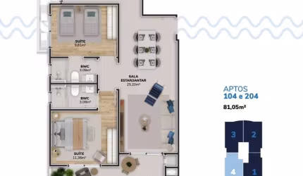 Venda | Apartamento 2 dormitórios + 1 vg