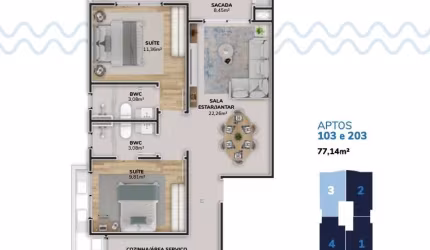 Venda | Apartamento 2 dormitórios + 1 vg