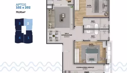 Venda | Apartamento 2 dormitórios + 1 vg