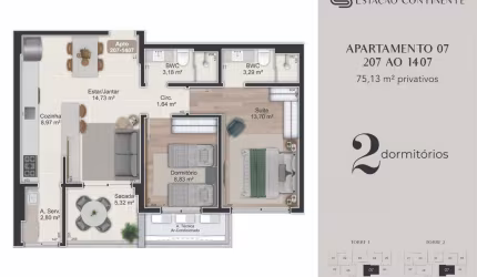 Venda | Apartamento 2 quartos (1 suíte)