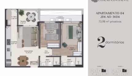 Venda | Apartamento 2 quartos (1 suíte)