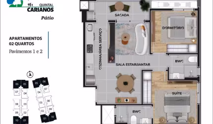 Venda | Carianos | Apartamento 2 quartos (1 suíte)