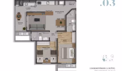 Barreiros | Apartamento 2 quartos(1 suíte)