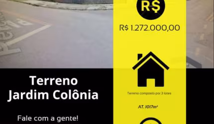 Terreno murado de 1.017m² composto por  3 lotes. Loc. Jd. Colônia Jundiaí-SP.